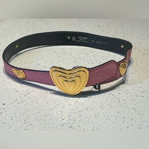 Escada pink heart shape suede belt gold hardware